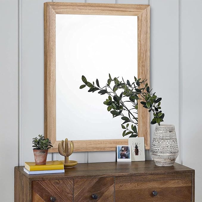 AAZZKANG Rustic Mirrors for Wall Rectangle Wooden Frame Hanging Mirror for - Image 3