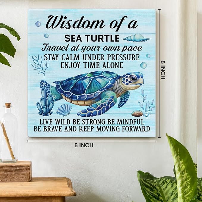 Sea Turtle Wall Art Decor Inspirational Wall Decor Posters Beach Themed - Image 2