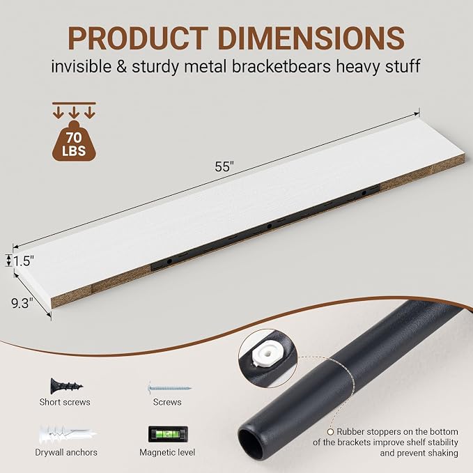 Heimlove 55 Inch Long Floating Shelves - Image 3