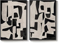 Framed Black and Beige Abstract Wall Art, 2 Piece Canvas Prints Paintings by Cuspin