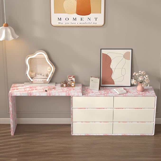 Extra Wide Marble Contact Paper Granite Peel and Stick Wallpaper Pink Glossy - Image 4