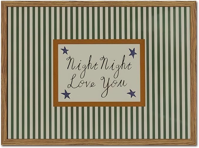 Vintage Night Night Love You Wall Art Mid Century Striped Nursery Bed Wall by YYNISPINWallArt
