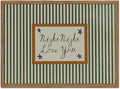 Vintage Night Night Love You Wall Art Mid Century Striped Nursery Bed Wall by YYNISPINWallArt