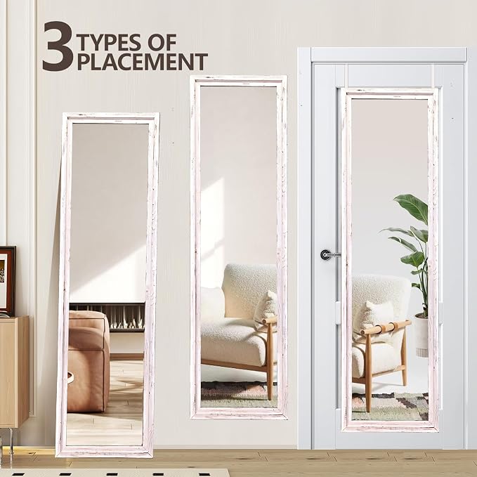 50"x16" Door Mirror, Rustic Full Length Mirror, Over The Door Hanging Mirrors - Image 4
