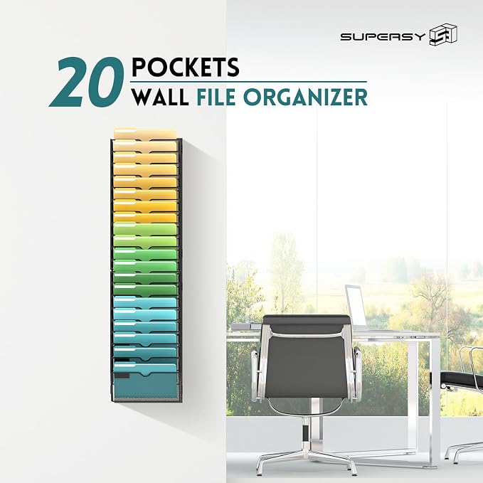 SUPEASY 20 Tier Wall File Organizer, Hanging Wall Mounted Mail Organizer - Image 7