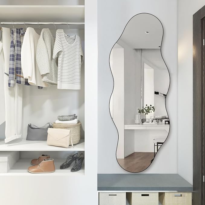 QDSSDECO Full Length Mirror 63"x24" Irregular Wall Mirror Cloud Frameless - Image 7