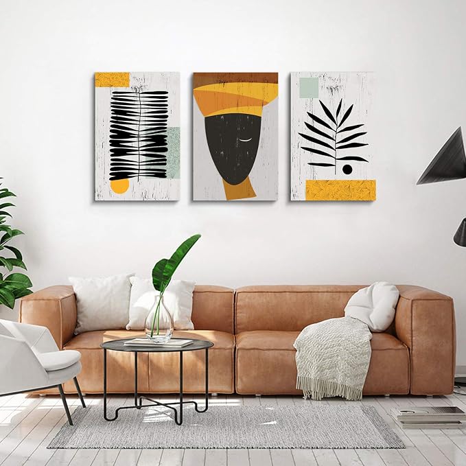 Framed Canvas Wall Art African Ethno Motive Wall Art Set, Abstract Ethno Art - Image 2