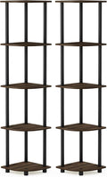 Furinno TURN-N-TUBE Corner Shelf Set of 2, 5-Tier Corner Bookshelf, Open by Furinno-FitsYourSpaceFitsYourBudget