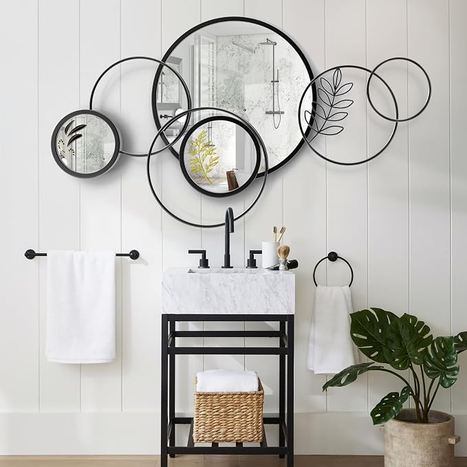 Wall Mirror Decorative, Print Round Decorative Mirrors, Large Decor Metal Wall - Image 8
