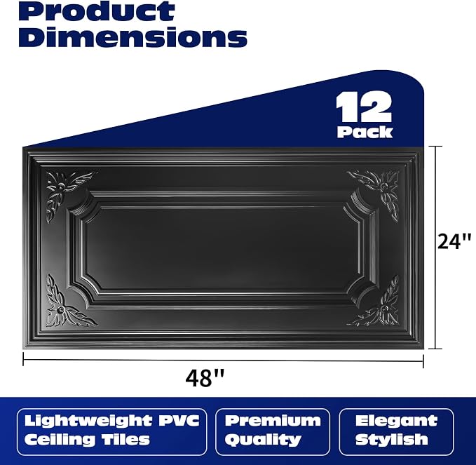 Art3dwallpanels 12 Pack Drop Ceiling Tiles, 2x4 Ft PVC Decorative 3D Wall Panel - Image 2