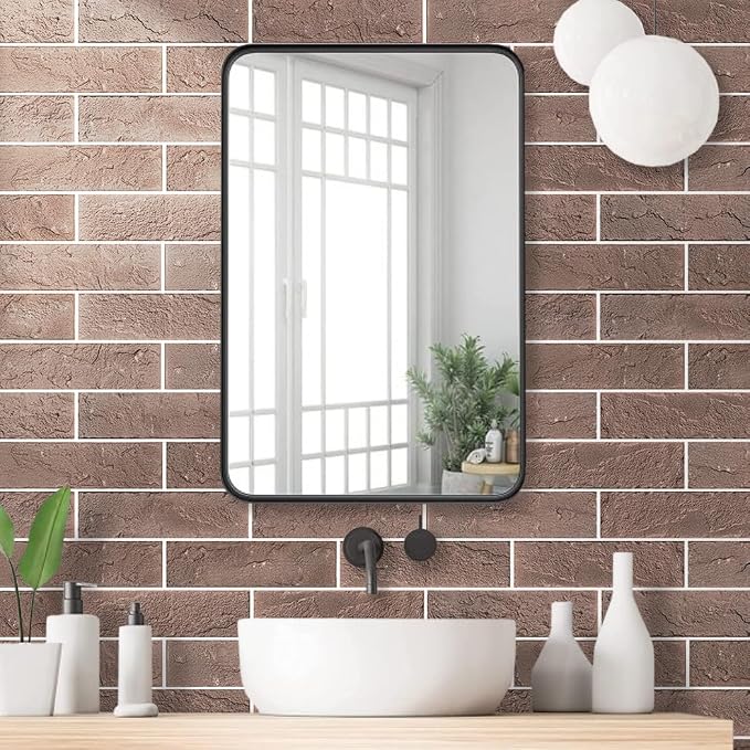 60 Red/Brown Thin Brick Wall Tiles, Clay Manufactured Faux Brick Veneers - Image 4