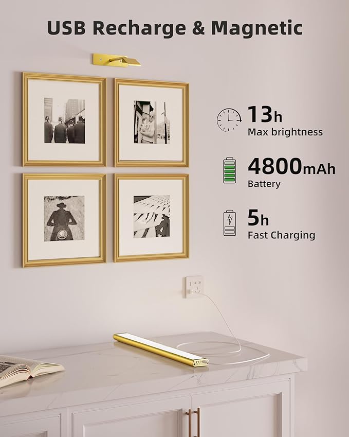 EZVALO Picture Light for Wall, 4800mAh Rechargeable Wireless Remote, Dimmable - Image 3