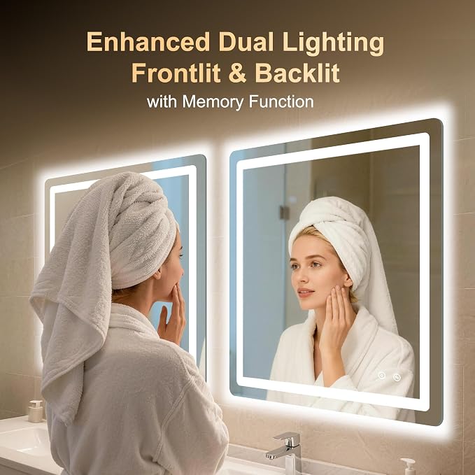 LED Bathroom Mirror, Smart Anti-Fog, Stepless Dimmable - Image 3