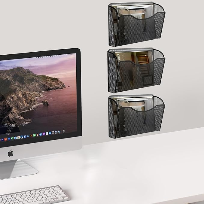 Gawerk 6 Pack Wall File Organizer, Mesh Wall File Pocket Mail Organizer Hanging - Image 4