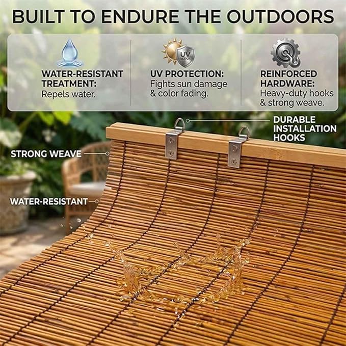 Bamboo Roller Shades for Outdoor Patio - Image 3