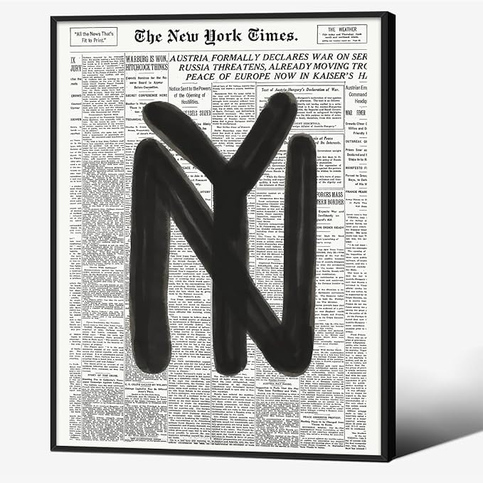 Black and White Newspaper Wall Art Vintage New York City Poster Trendy by Unknown