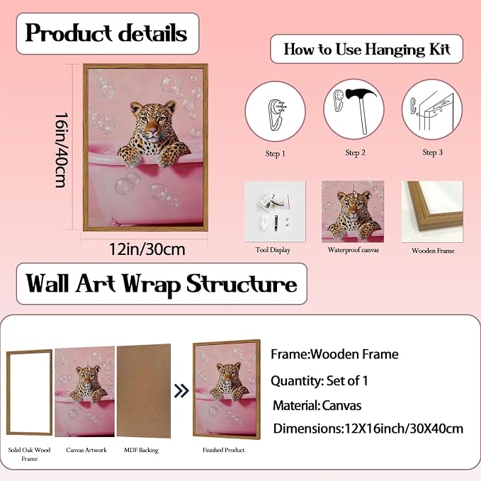 Funny Cheetah Bathroom Wall Art, Cute Animal Bathroom Poster Canvas Prints - Image 3