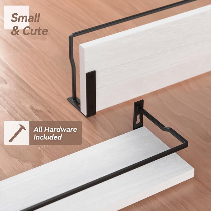 RICHER HOUSE White Bathroom Floating Wall Shelf Set of 4, Small Organizer Over - Image 4