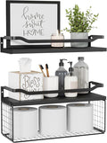 WOPITUES Floating Shelves with Wire Storage Basket, Bathroom Shelves Over by WOPITUESOfficial