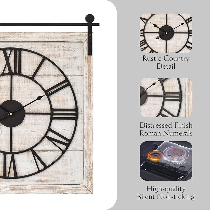 Vintage Barn Door Wall Clock - Image 5