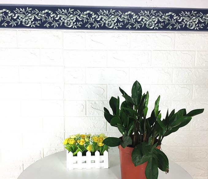 UPREDO Royal Blue Floral Wall Border Peel and Stick Ceiling Border Wallpaper - Image 5