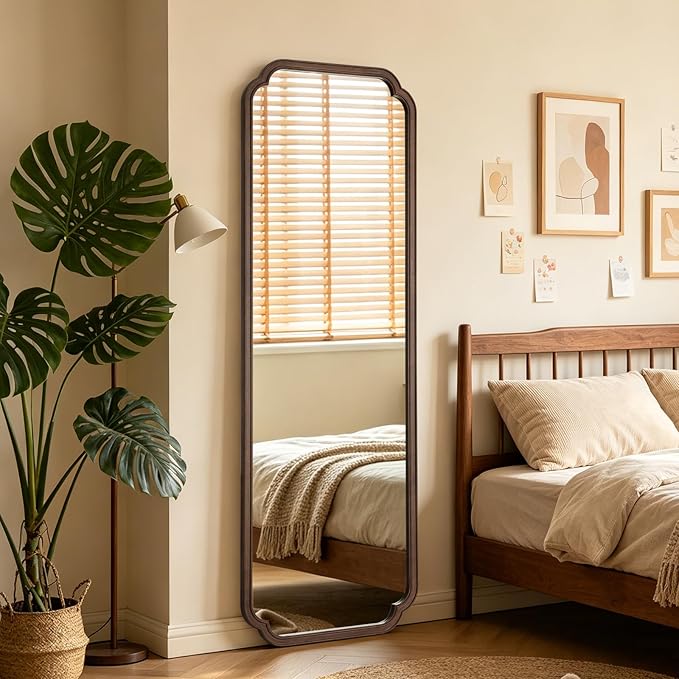 WallBeyond Full Length Mirror Wall Mounted 71"x24", Rustic Wooden Frame Floor - Image 3