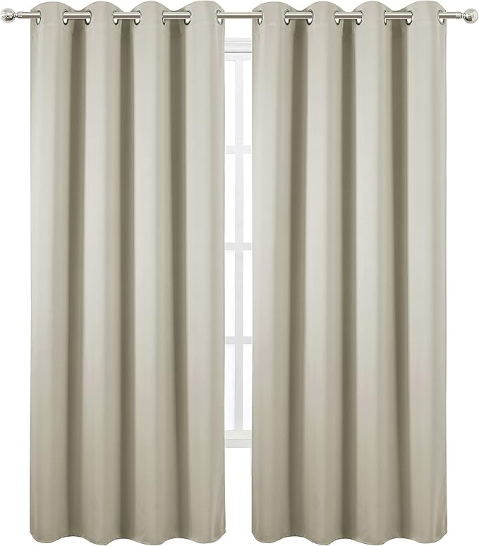 LEMOMO Light Beige Thermal Blackout Curtains/52 x 108 Inch/Set of 2 Panels Room - Image 2
