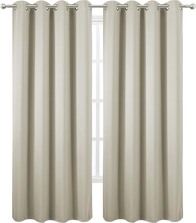 LEMOMO Blackout Curtains 66 x 84 inch/Light Beige Curtains Set of 2 - Image 2