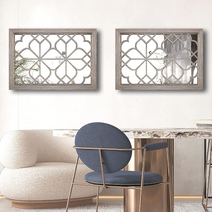Wocred Set of 2 Rectangular Wall Mirror, Gorgeous Rustic Farmhouse Accent Mirror - Image 2