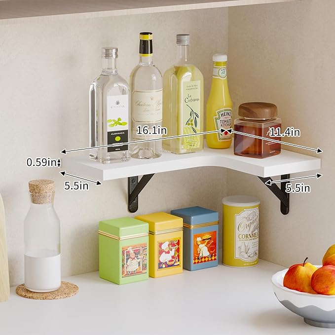Fixwal Floating Shelves for Wall Set of 5, Rustic Wood Wall Mounted Corner - Image 2