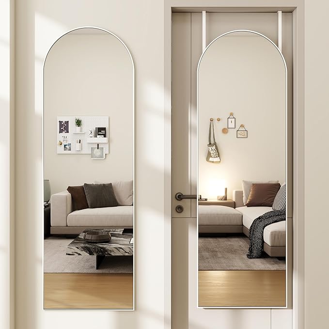 Arched Full Length Door Mirror 14x48, Metal Frame by JAWGLOW