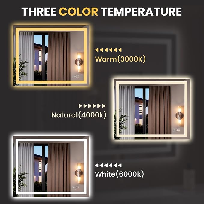 LOAAO 39.4"x31.5" LED Mirror for Bathroom, Lighted Bathroom Mirror - Image 6