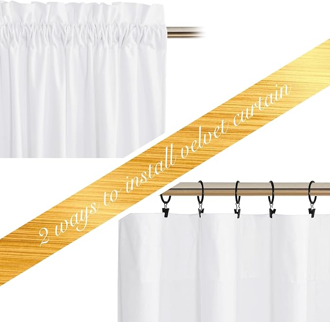 NICETOWN White Velvet Curtains 90 inches Long 2 Panels Set, Thermal Insulated - Image 3