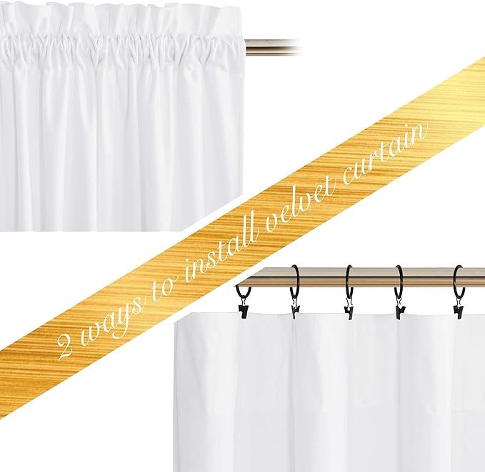 NICETOWN White Velvet Curtains and Drapes 102 inches Long, Extra Long Elegant - Image 3