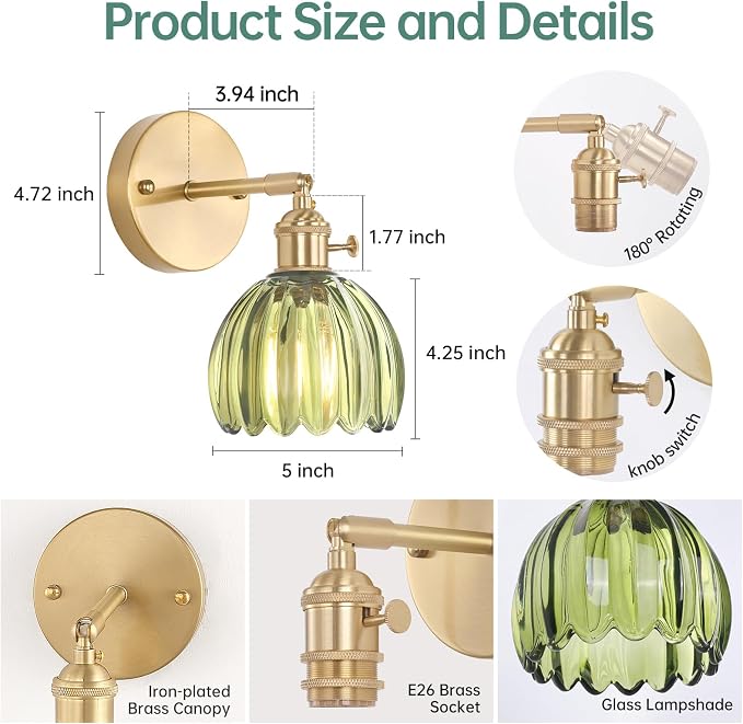 Shenmoyl Vintage Wall Sconces Set of 2 - Image 6