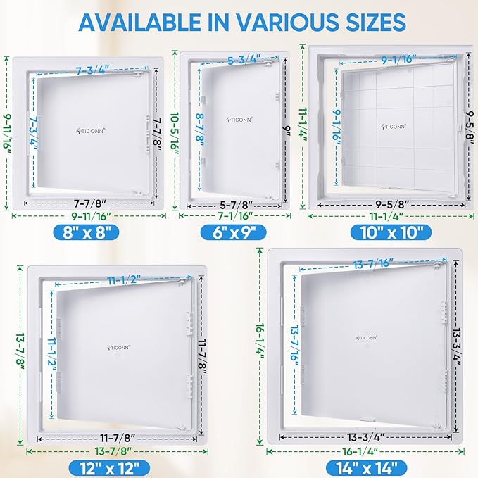 TICONN Access Panel for Drywall, 12 x 12 Inch ABS Plastic Wall Hole Cover - Image 5