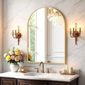 Bathroom Mirror for Wall, 30x20 Inch Arched Mirror, Matte Gold Metal Framed by Atilioo