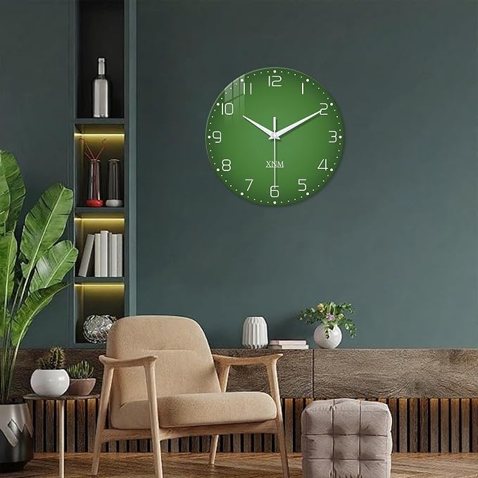 XNM Green Glass Big Wall Clock Battery Operated 20 Inch Modern Clock - Image 5
