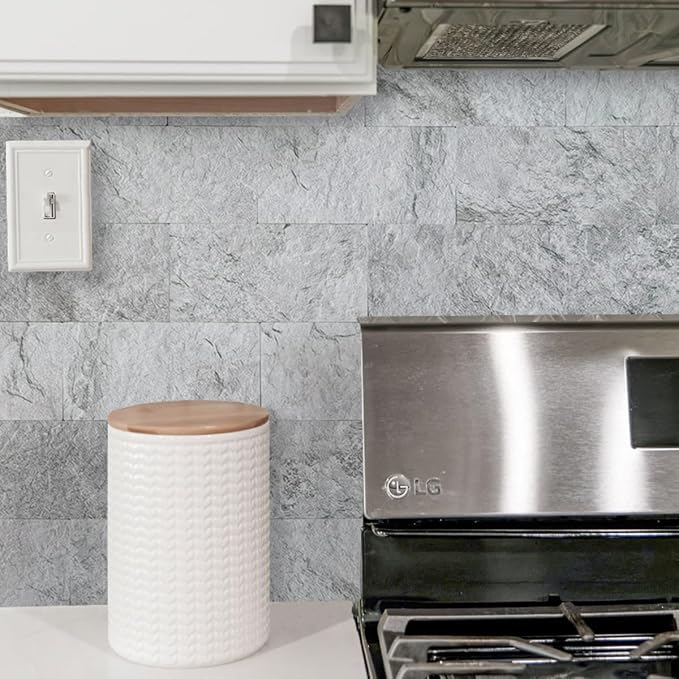 AULIGET 20-Piece Light Slate Peel and Stick Backsplash Wall Tiles, Laundry Room - Image 6
