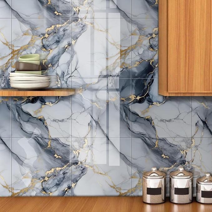 Chejiaye Thick 10pcs Marble Peel and Stick Backsplash Surface Waterproof Wall - Image 3