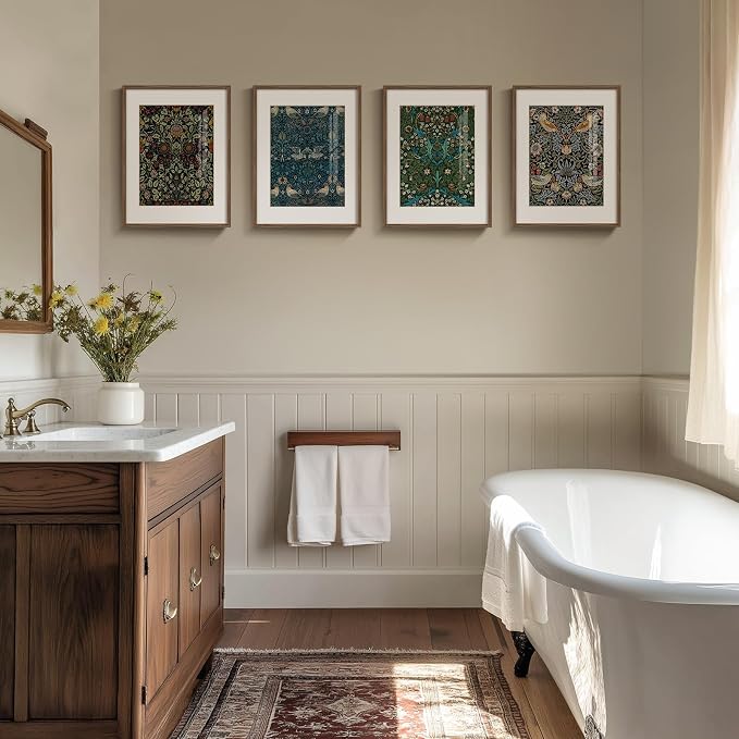 Framed William Morris Wall Art Set of 4, Vintage Botanical Floral Bird Prints - Image 3