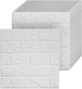 20 PCS 3D Wall Panels Peel and Stick Faux Foam 11.8"*11.8" White Brick Wallpaper by Umedol