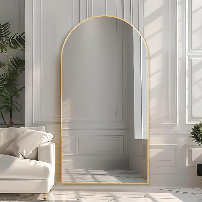 Beauty4U Arched Full Length Mirror 76" x 34", Floor Standing & Wall Mounted HD - Image 6