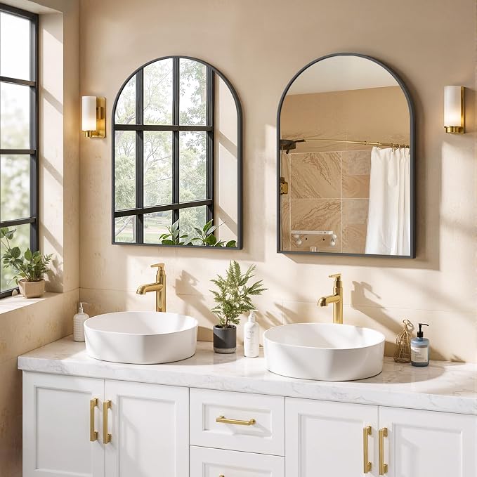 Arched Wall Mirror 30x20 Inch Black Bathroom Vanity Mirror - Image 8