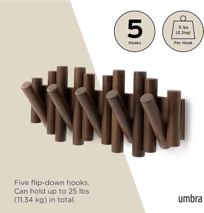 Umbra Picket Wall-Mounted Coat Rack Rail Hook - Image 5