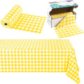 Kochorie 54 Inch x 300 Ft Light Yellow Checkered Plastic Table Cloth Roll by Kochorie