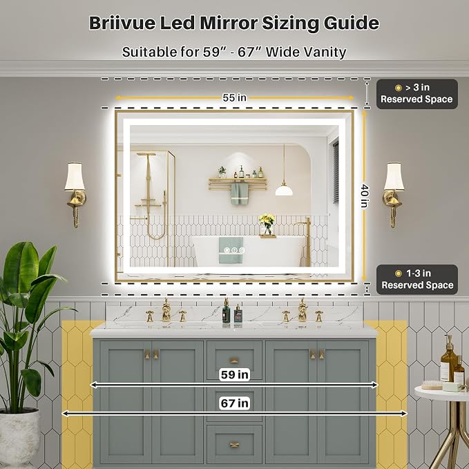 55x40 Inch LED Bathroom Mirror - Image 2