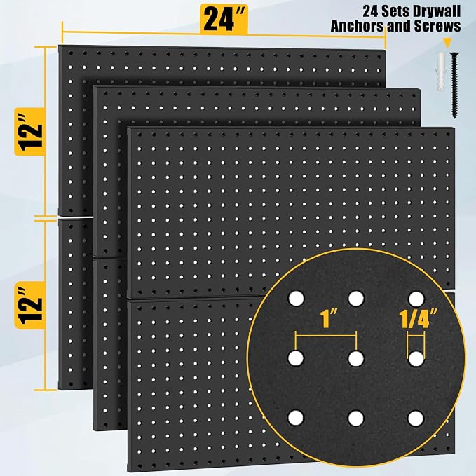 PBHEPJ 6 Pcs Metal Pegboard Panels, Heavy Duty Peg Boards - Image 2