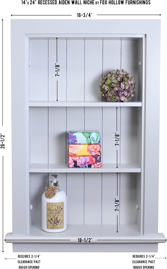 14x24 Aiden Recessed Wall Niche Medicine Cabinet Replacement, in The Wall - Image 7
