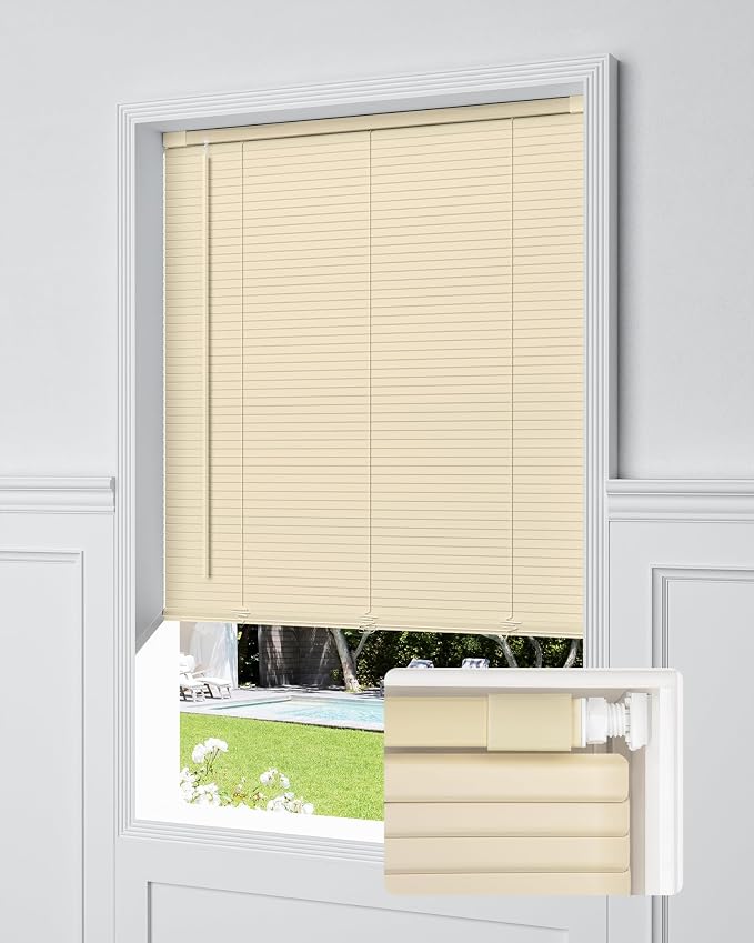 UNISHADES No Drill Blinds for Windows 1" Vinyl L-Shaped Slats Cordless Mini by UNISHADES